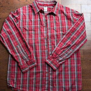 North face-button down long sleeve checkered shirt-Size large